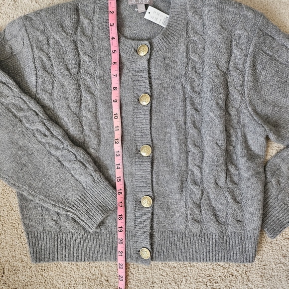 J. Crew Gray Cable Knit Cardigan with Gold Buttons - Picture 5 of 6